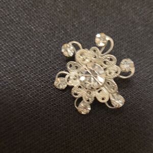 Small Elegant Silver Crystal Brooch